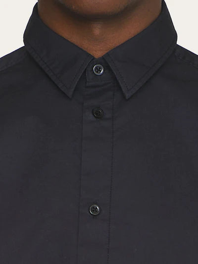 Knowledge Cotton ALF Regular Fit Crispy Cotton Shirt - Black Jet
